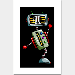 Cute Cartoon Robot Design Sci-fi Character Dancing Posters and Art